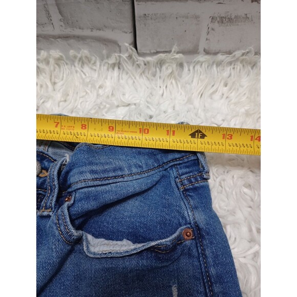 OLD NAVY Sky Hi Extra High Rise Raw Hem Button Fly Denim Shorts Sz 4 - Picture 5 of 12